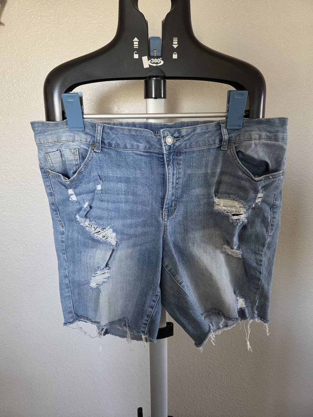 Maurices Light Blue Distressed Denim Shorts